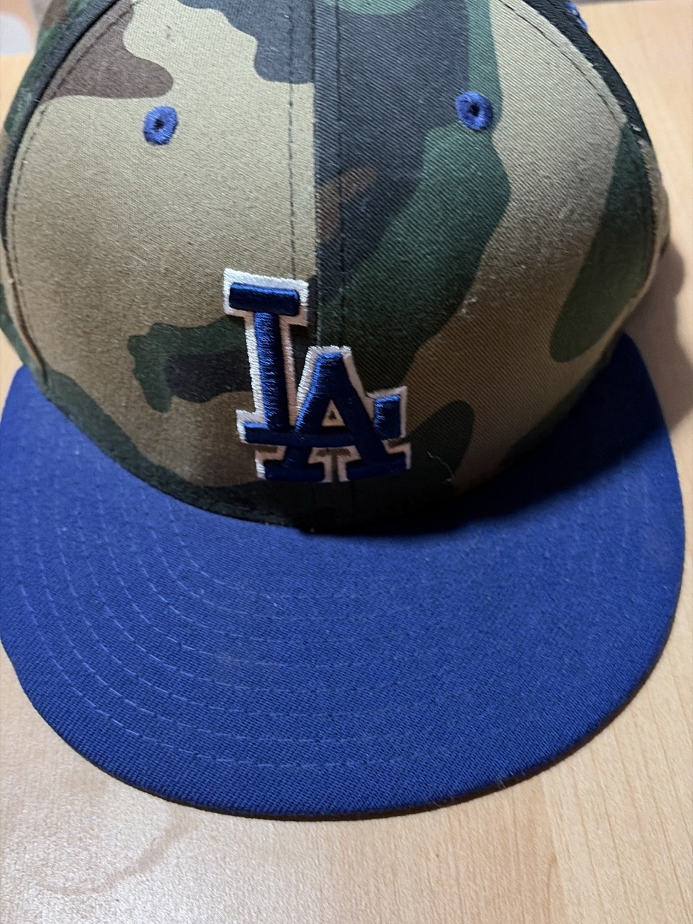 LA Logo Kids Camo Baseball Cap - Blue Brim
